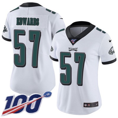 Nike Philadelphia Eagles #57 T. J. Edwards White Women's Stitched NFL 100th Season Vapor Untouchable Limited Jersey